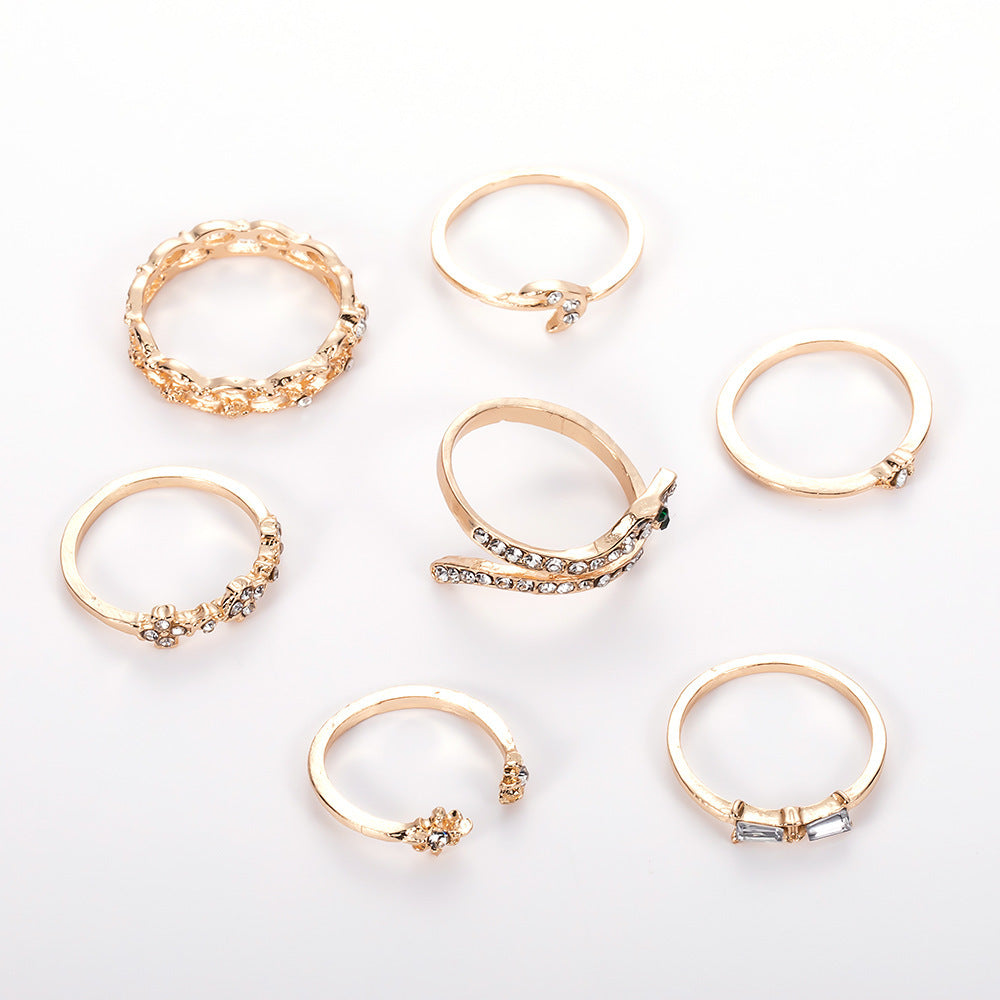 Women's Hollow Moon Snake-Shaped Ring Set
