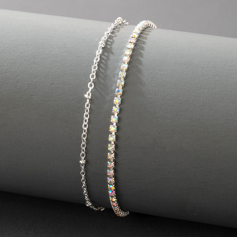 Full-Crystal Multi-Layer Minimalist Womens Fashion Rhinestone Anklet