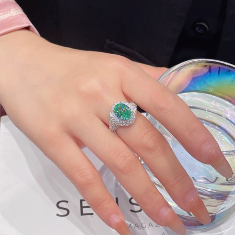 Resort-style Versatile Blue-green Zircon Open Ring