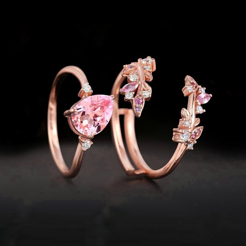 Women's Geometric Zircon Ring Set